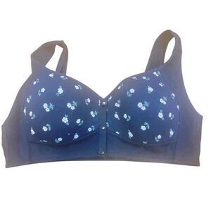 Blue Floral front clasp XL bra